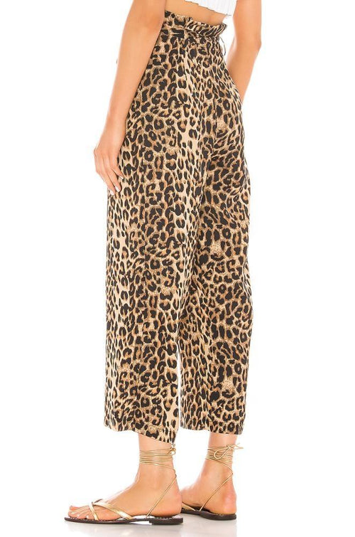 Naisten joustava vyötäröinen leopardihousut