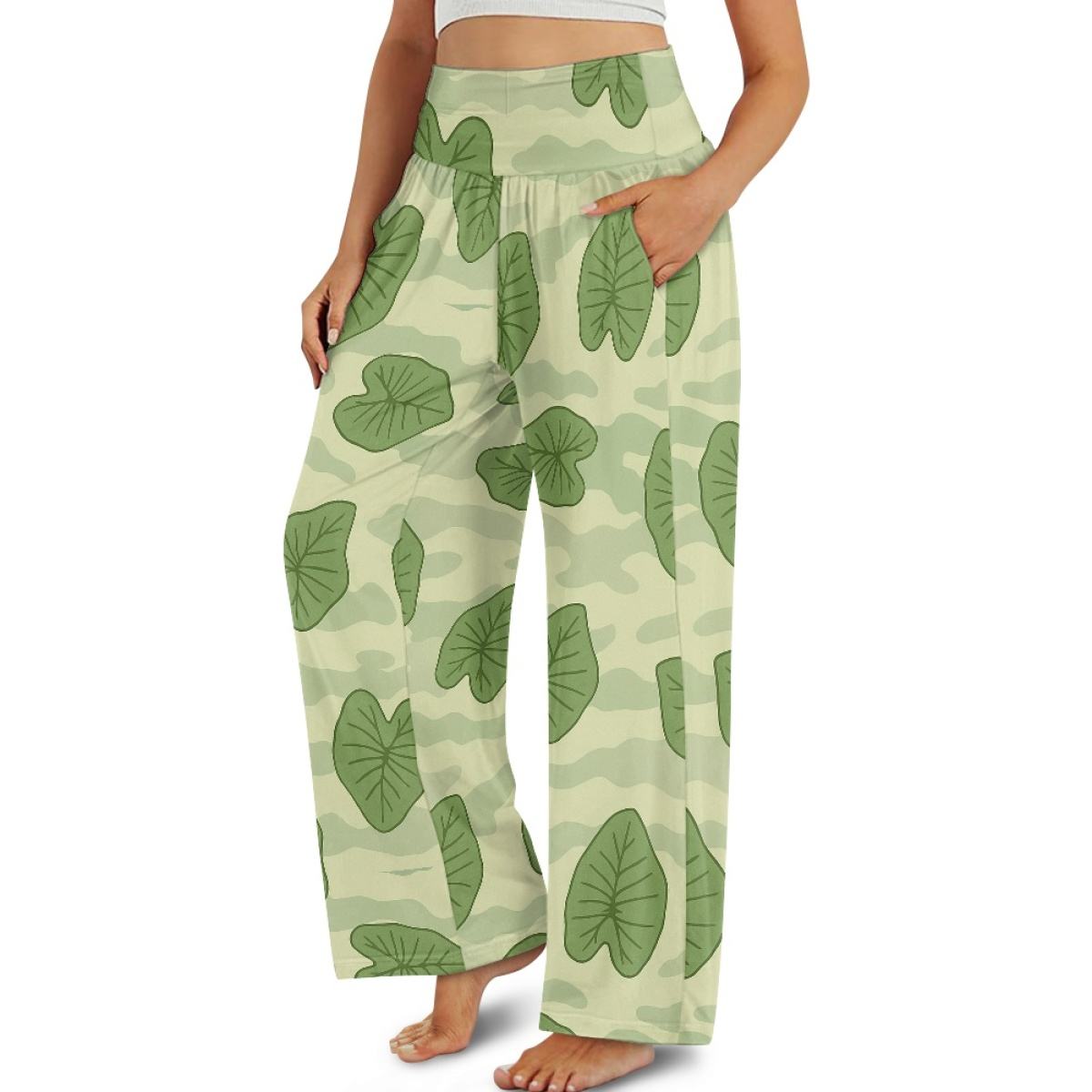 Naisten väljät korkeavyötäröiset palazzo-housut